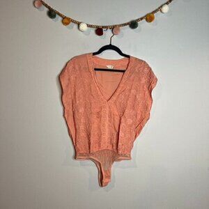 Free People coral embroidered bodysuit